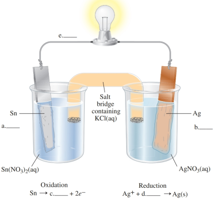 The Following Diagram Shows An Electrochemical Cell Fill In A And B With The Correct Labels For The Anode And The Cathode Fill In The Blank Spaces Labeled C And D With cathode fill in the blank spaces