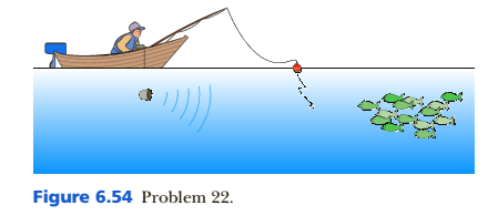 Chapter 6, Problem 22P, . A sound pulse emitted underwater reflects off a school of fish and is detected at the same place 
