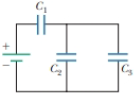 Chapter 25, Problem 10P, Three capacitors are connected to a battery as shown in Figure P25.10. Their capacitances are C1 = 