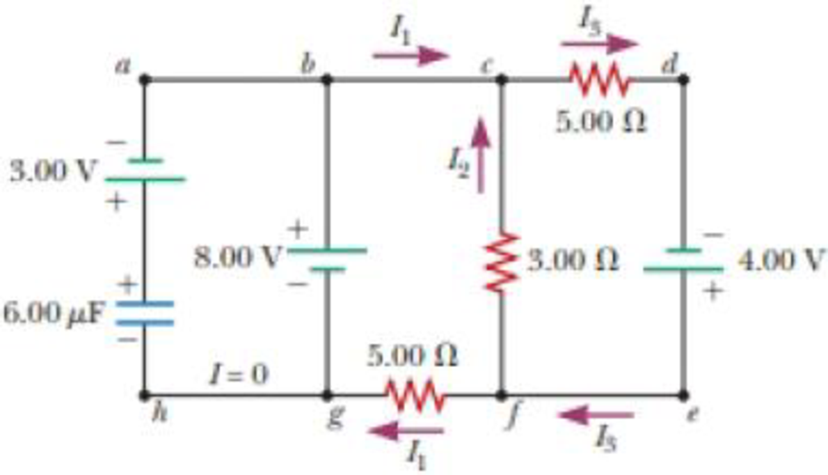 Chapter 27, Problem 35AP, The circuit in Figure P27.35 has been connected for several seconds. Find the current (a) in the 