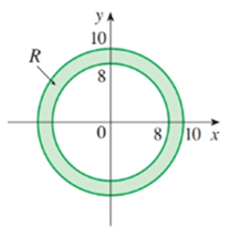 Chapter 15.3, Problem 6E, A region R is shown. Decide whether to use polar coordinates or rectangular coordinates and write 