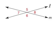 Chapter 1.4, Problem 6E, In Exercises 5 to 8, describe in one word the relationship between the angles. 7 and 8 