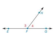Chapter 1.2, Problem 8E, In Exercises 5 to 8, describe in one word the relationship between the angles. 3 and 4 