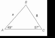 Chapter 11.CR, Problem 9CR, In Review Exercises 9 to 12, use the Law of Sines or the Law of cosines to find the indicated length 