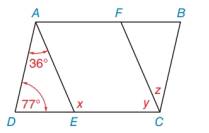 Chapter 2.5, Problem 3E, Given: ABDC, ADBC, AEFC, with angle measures as indicated Find: x, y and z 