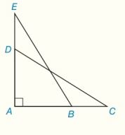 Chapter 3.CT, Problem 15CT, In the figure, A is the right angle, AD=4,DE=3,AB=5,andBC=2. Of the two line segments DC and EB, 