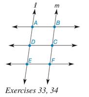 Chapter 5.2, Problem 34E, In the drawing, ABDCEF. Suppose that transversals l and m are also parallel. D and C are the 