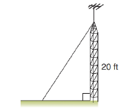 Chapter 5.4, Problem 15E, A guy wire 25 ft long supports an antenna at a point that is 20 ft above the base of the antenna. 