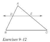 Chapter 5.6, Problem 12E, Given: DEBC,AD=5,DB=a+3,AE=a+1,EC=3(a1) Find: aandEC 