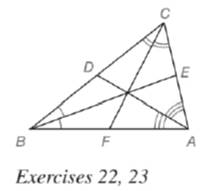 Chapter 5.6, Problem 23E, In ABC,AC=5.3,BC=7.2 and BA=6.7. With angle bisectors as shown, which line segment is longer? a AE 