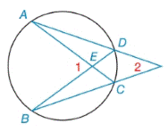 Chapter 6.2, Problem 10E, Given: m1=72,mDC=34 Find: a)mABb)m2 