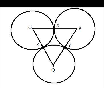 Circles O P And Q Are Tangent As Shown At Points X Y And Z Being As Specific As Possible Explain What Type Of Triangle D P Q O Is