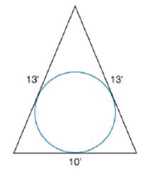 Chapter 8.5, Problem 35E, A company logo on the side of a building shows an isosceles triangle with an inscribed circle. If 