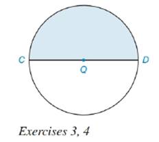Chapter 8.5, Problem 3E, In the semicircular region shaded DQ=6". a Find the exact perimeter of the region. b Find the exact 