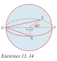 Chapter 9.4, Problem 13E, In sphere O, the length of radius OP- is 6 in. Find the length of the chord: a QR- if QOR=90 b QS- 