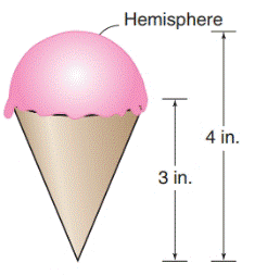 Chapter 9.4, Problem 38E, An ice cream cone is filled with ice cream as shown. What is the volume of the ice cream? Use your 
