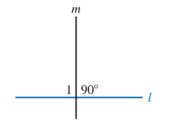 Chapter 12.1, Problem 9E, In Illustration 1, line l intersects line m and forms a right angle. Then 1 is a(n) ?_ angle. Lines 