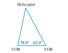 Chapter 12.3, Problem 50E, A helicopter is at a position from two VORs as in the diagram. Given the angles as shown in 