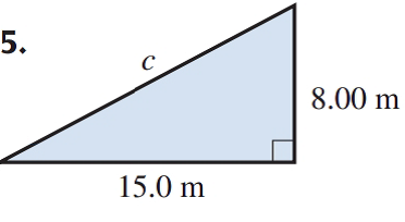 Chapter 12.3, Problem 5E, Use the rules for working with measurements. Find the length of the hypotenuse in each triangle: 