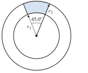 Chapter 12.6, Problem 32E, Given two concentric circles (circles with the same center) with central angle 45.0, r1= 4.00 m, and 