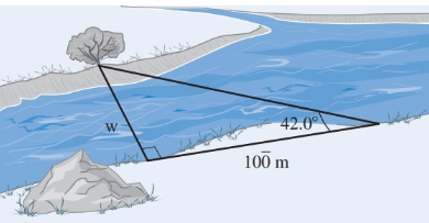 Chapter 13.5, Problem 6E, Find the width of the river in Illustration 4. ILLUSTRATION 4 