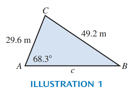 Chapter 14, Problem 6T, Find side c in Illustration 1. ILLUSTRATION 1 