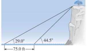 Chapter 14.3, Problem 20E, Find the height of the cliff shown in Illustration 5. ILLUSTRATION 5 