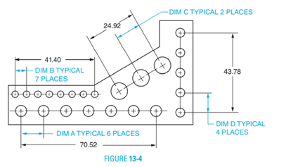 Chapter 13, Problem 11A, Four sets of equally spaced holes are shown in the machined plate in Figure 13-4. Determine 