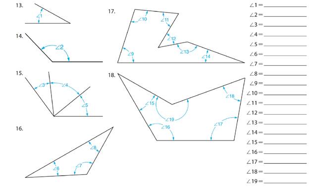 Chapter 51, Problem 14A, In Exercises 13 through 16, measure each of the angles, 119, to the nearer degree. Extend the sides 