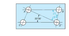 Chapter 53, Problem 24A, Solve the following exercises: Hole centrelines ABCD. a. If 1 = 8632', find 2. b. If 1 = 6747', find 
