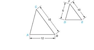 Chapter 52, Problem 8A, Solve the following exercises: In ABC and DEF,A=D,B=E,C=F. All dimensions are in inches. a. Find AC. 
