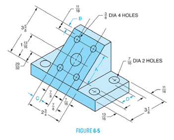 Chapter 6, Problem 16A, Find dimensions A, B, C, and D Of the idler bracket in Figure 6-5. All dimensions are in inches. 