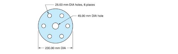 Chapter 61, Problem 21A, A circular base is shown. The base is cut from a steel plate that weighs 34 kilograms per square 