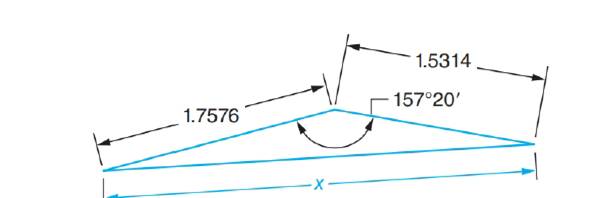 Chapter 72, Problem 32A, Find side x. All dimensions are in inches 