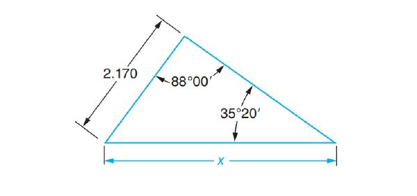 Chapter 72, Problem 8A, Solve the following exercises using the Law of Sines. Find side x. All dimensions are in inches. 