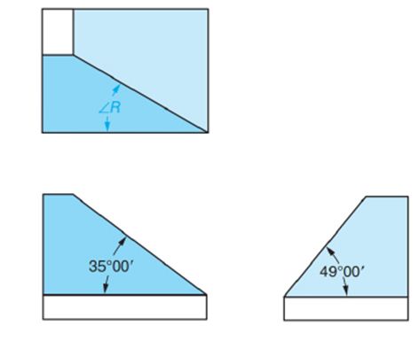 Chapter 76, Problem 11A, In each of Exercises 11 through 14, three views of a part are shown. Two surfaces are to be machined 