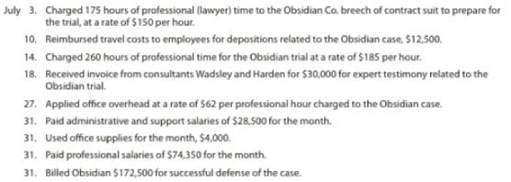 Chapter 16, Problem 15E, Job order cost accounting for a service company Obj. 3 The law firm of Furlan and Benson accumulates 