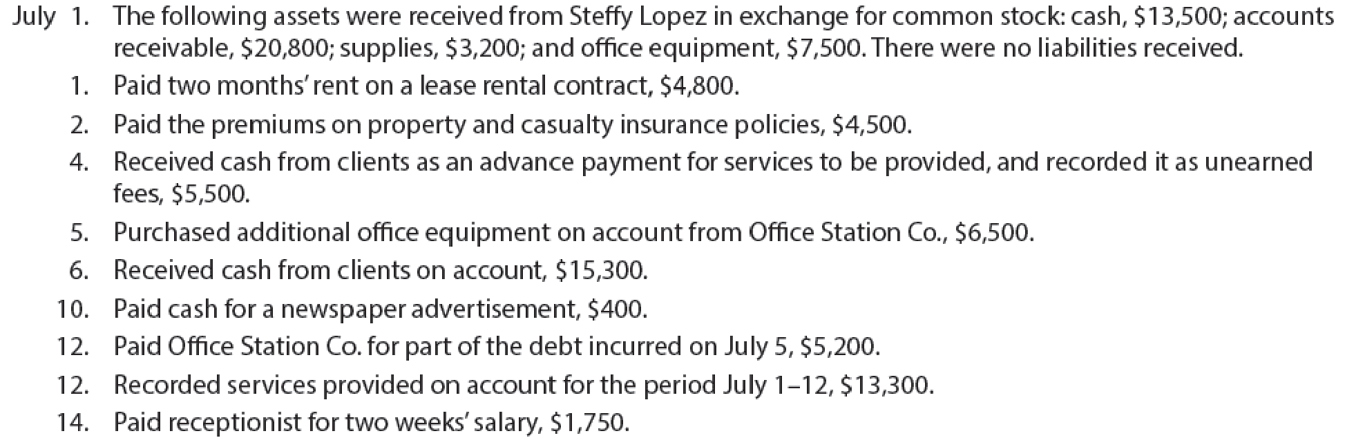 Chapter 4, Problem 5PA, Complete accounting cycle For the past several years, Steffy Lopez has operated a part-time , example  1