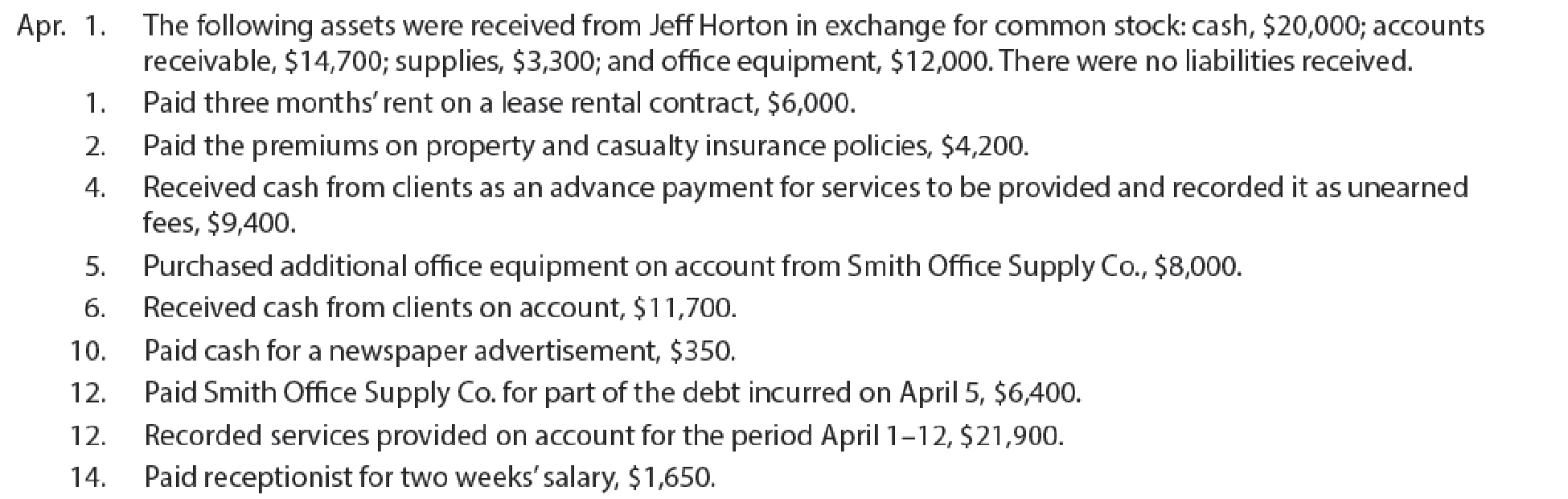 Chapter 4, Problem 5PB, Complete accounting cycle For the past several years, Jeff Horton has operated a part-time , example  1
