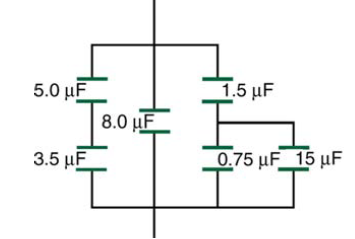 Chapter 19, Problem 61PE, Find the total capacitance of the combination of capacitors shown in Figure 19.35. Figure 19.35 A 