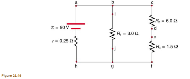 Chapter 21, Problem 26CQ, Specify the points to which you could connect a voltmeter to measure the following potential 