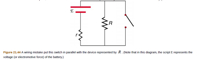Chapter 21, Problem 5CQ, A student in a physics lab mistakenly wired a light bulb, battery, and switch as shown in Figure 