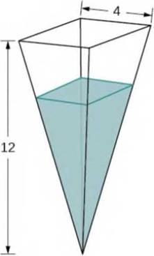 Chapter 4.1, Problem 31E, A tank is shaped like an upside-down square pyramid, with base of 4 m by 4 m and a height of 12 m 
