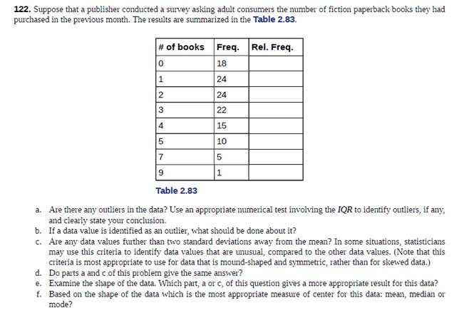 Chapter 2, Problem 122BITH, Suppose that a publisher conducted a survey asking adult consumers the number of fiction paperback 