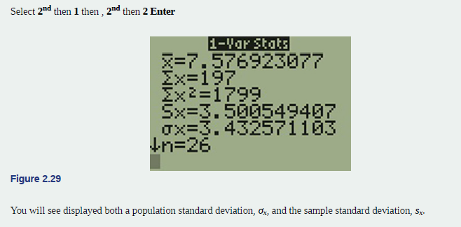 Chapter 2, Problem 2.34TI, Find the standard deviation for the data from the previous example. First, press the STAT key and , example  3