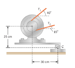 Chapter 12, Problem 76CP, When a motor is set on a pivoted mount seen below, its weight can be used to maintain tension in the 