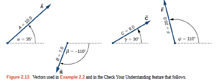 Chapter 2, Problem 2.8CYU, Check Your understanding Three displacement vectors A , B , and F in (Figure 2.13) are specified by 