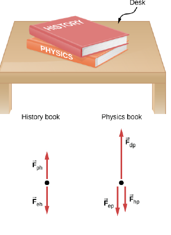 Chapter 5, Problem 53P, A history book is lying on top of a physics book on a desk, as shown below a free-body diagram is 