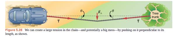 Chapter 5, Problem 62P, Consider Figure 5.28. The driver attempts to get the car out of the mud by exerting a perpendicular 