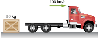 Chapter 6, Problem 113AP, A crate having mass 50.0 kg falls horizontally off the back of the flatbed truck, which is traveling 